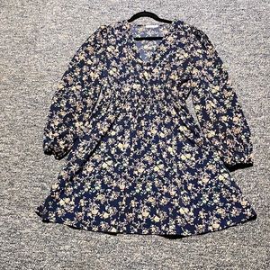 Floral print faux wrap dress